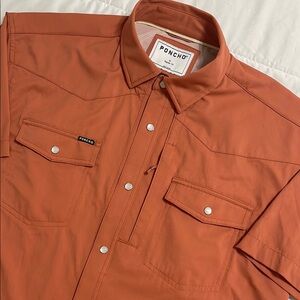 Casual Orange Button Down Shirt with Utility Design